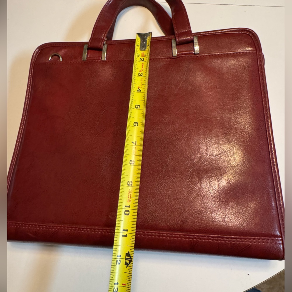 High End Foray Deep Red Women’s Briefcase Attache Vegan Leather Bag Planner - Picture 14 of 15